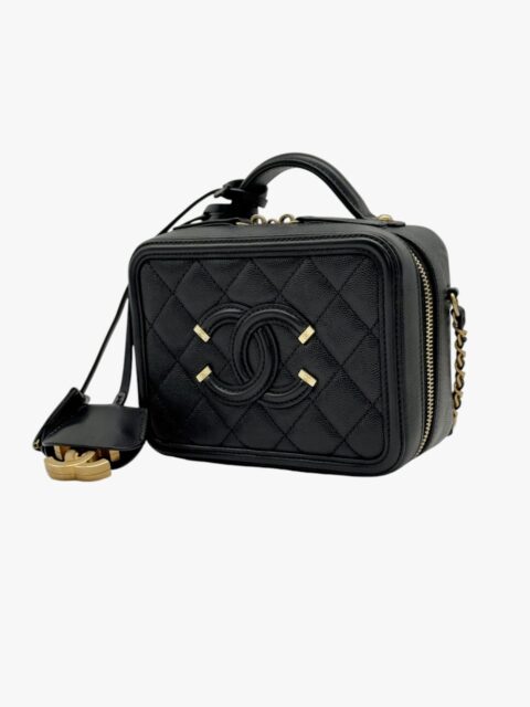 CHANEL – VANITY CASE PICCOLO PELLE CAVIAR NERO – GHW