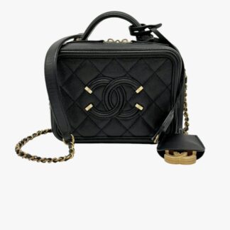 CHANEL - VANITY CASE PICCOLO PELLE CAVIAR NERO - GHW