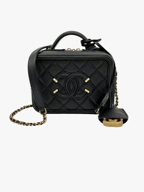 CHANEL – VANITY CASE PICCOLO PELLE CAVIAR NERO – GHW