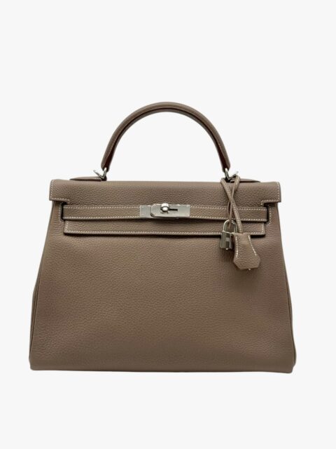 HERMÈS – BORSA KELLY 32 TOGO RETOURNÉ ETOUPE – PHW