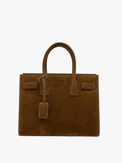 YVES SAINT LAURENT – BORSA SAC DE JOUR BABY PELLE SUEDE CARAMEL COGNAC – GHW
