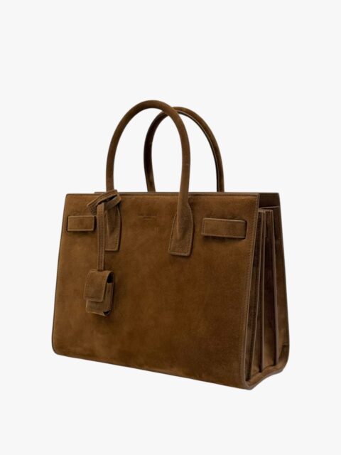 YVES SAINT LAURENT – BORSA SAC DE JOUR BABY PELLE SUEDE CARAMEL COGNAC – GHW
