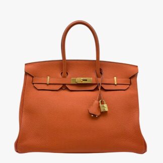 HERMÈS - BORSA BIRKIN 35 TOGO RETOURNÉ ORANGE BOITE - GHW