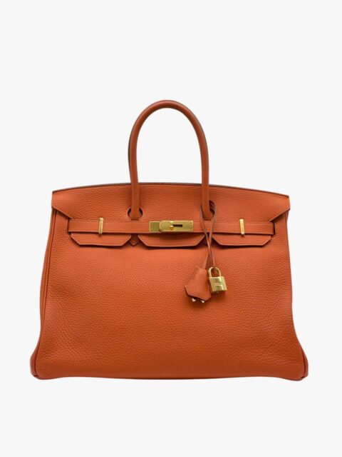 HERMÈS – BORSA BIRKIN 35 TOGO RETOURNÉ ORANGE BOITE – GHW