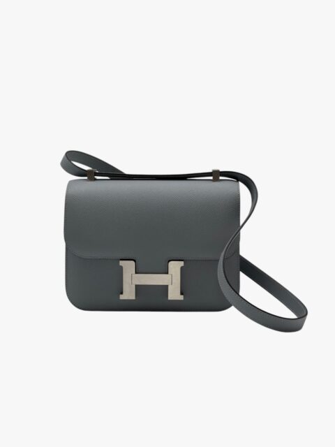 HERMES – BORSA POCHETTE CONSTANCE I 24 EPSOM GRIS PANTIN – PHW