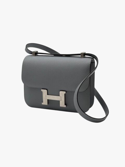 HERMES – BORSA POCHETTE CONSTANCE I 24 EPSOM GRIS PANTIN – PHW