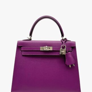 HERMÈS - BORSA KELLY 25 EPSOM ANEMONE SELLIER - PHW