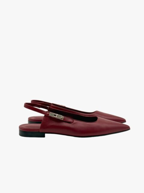 HERMÈS – SLINGBACK FLAT LOVELY NAPPA ROUGE H KELLY PHW – MIS. 37
