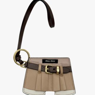MIU MIU - CHARM IN PELLE "MINIGONNA" NUDE/ROSA/BIANCO CON SPECCHIETTO - GHW