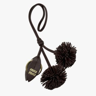 MIU MIU - CHARM FIORI “SOFFIONE” IN PELLE MARRONE RADICA - GHW