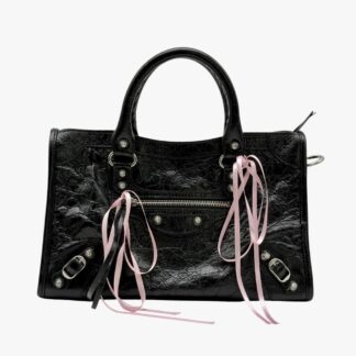 BALENCIAGA - BORSA LE CITY PICCOLA PELLE ARENA NERA/ROSA PETALO - SHW