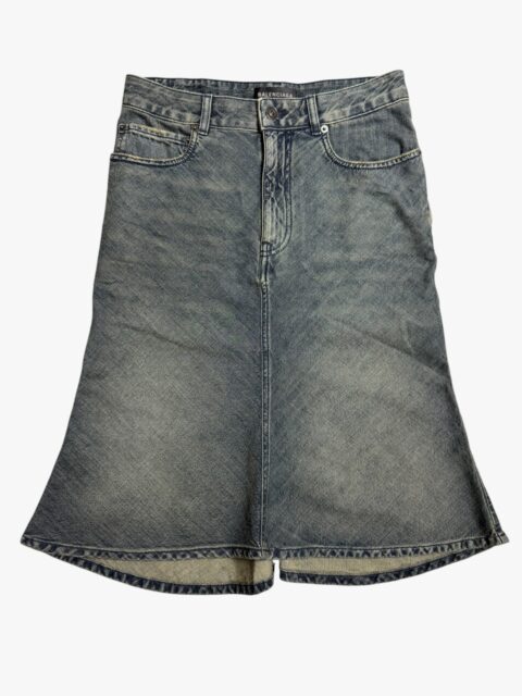 BALENCIAGA – GONNA MIDI TAGLIO A CAMPANA  IN DENIM WASHED – TG. 36 FR.