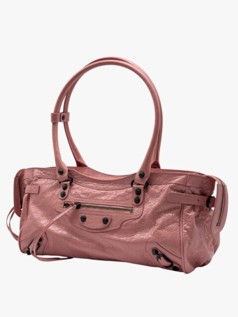 BALENCIAGA – BORSA LE CITY EAST-WEAST PELLE ARENA ROSA ANTICO – OTTONE