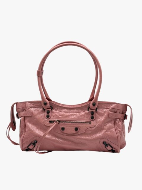 BALENCIAGA – BORSA LE CITY EAST-WEAST PELLE ARENA ROSA ANTICO – OTTONE