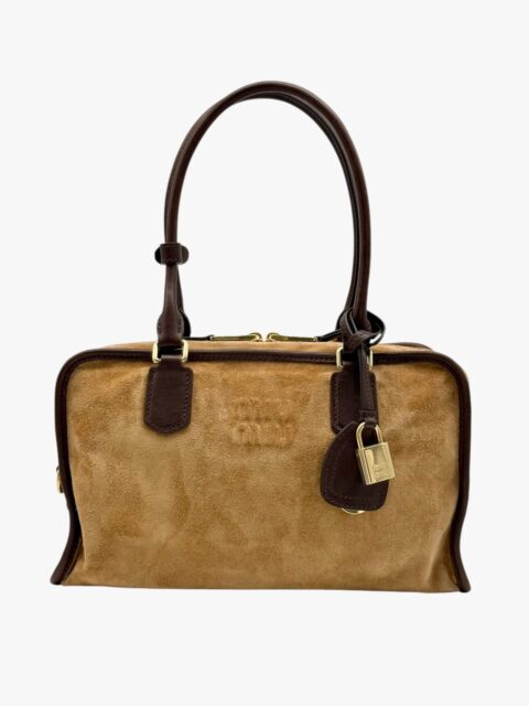 MIU MIU – BAULETTO PELLE MARRONE/SUEDE CAMMELLO – GHW
