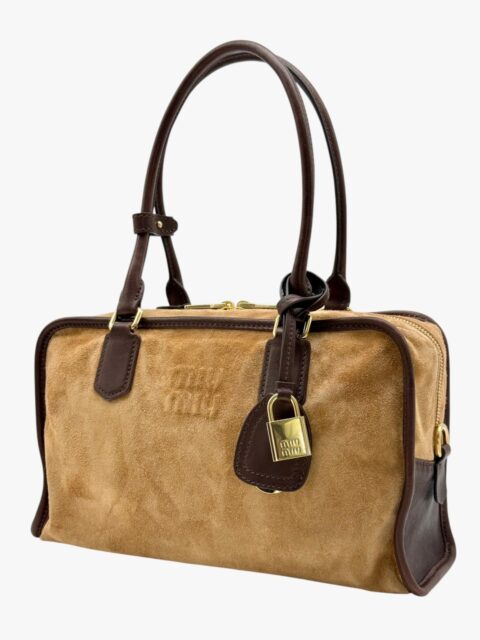 MIU MIU – BAULETTO PELLE MARRONE/SUEDE CAMMELLO – GHW