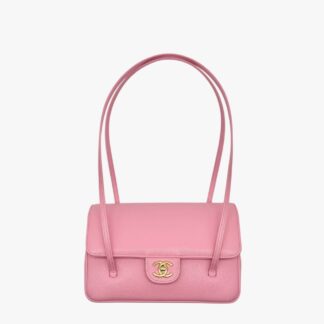 CHANEL - BORSA CON PATTA PICCOLA MICROCAVIAR ROSA - GHW