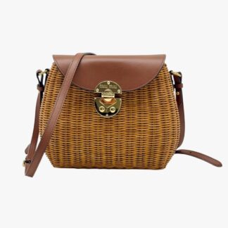 MIU MIU - BORSA PIC NIC MIDOLLINO INTRECCIATO E PELLE CAMMELLO - GHW