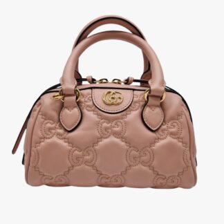 GUCCI - MINI BAULETTO PELLE GG MATELASSÉ ROSA - GHW