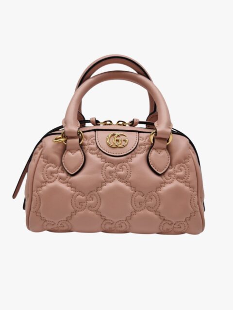 GUCCI – MINI BAULETTO PELLE GG MATELASSÉ ROSA – GHW