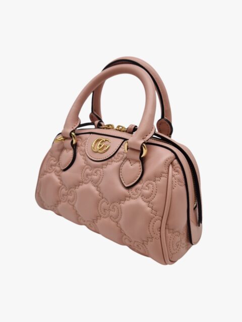 GUCCI – MINI BAULETTO PELLE GG MATELASSÉ ROSA – GHW