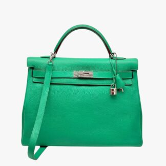 HERMÈS - KELLY 40 PELLMAE T.C. RETOURNE VERT MENTHE - PHW