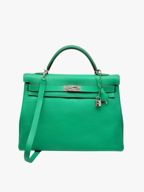 HERMÈS – KELLY 40 PELLMAE T.C. RETOURNE VERT MENTHE – PHW