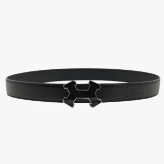 HERMÈS - CINTURA STREET H SWIFT NERO FIBBIA NOIR MIS. 85 - PHW