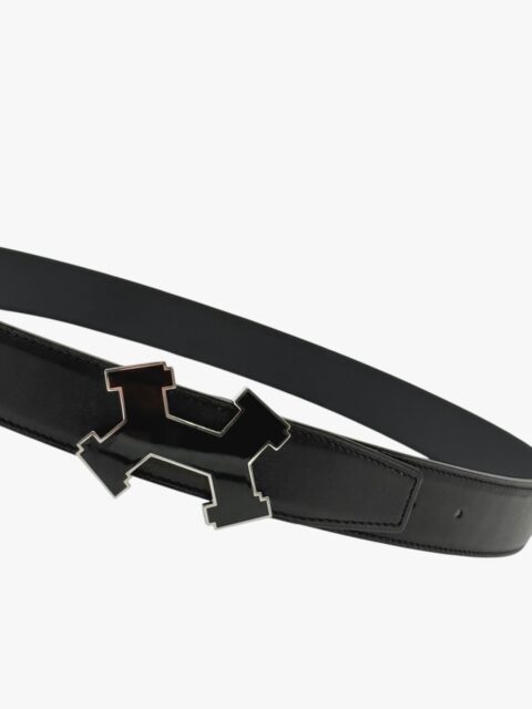 HERMÈS – CINTURA STREET H SWIFT NERO FIBBIA NOIR MIS. 85 – PHW