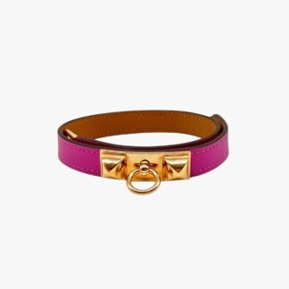 HERMÈS - BRACCIALE RIVALE DOUBLE TOUR SWIFT ANEMONE MIS. T2 - GHW
