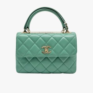 CHANEL - BORSA  TRENDY CON MANICO PELLE AGNELLO VERDE ACQUA - GHW