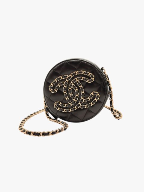 CHANEL – BORSA AROUND PELLE VITELLO NERO – GHW
