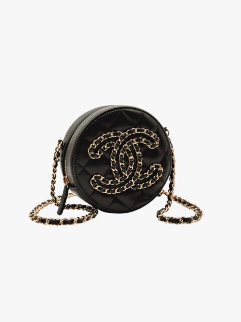 CHANEL – BORSA AROUND PELLE VITELLO NERO – GHW