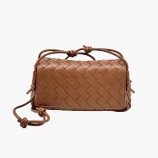 BOTTEGA VENETA – BORSA A TRACOLLA NOTTURNO IN PELLE INTRECCIATA MARRONE TANNIN – GHW