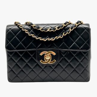CHANEL - BORSA TIMELESS BIG LOGO IN PELLE NERA - GHW