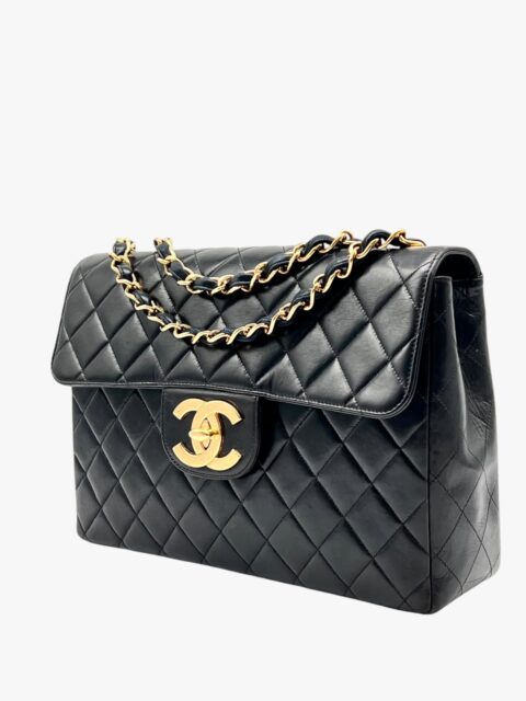 CHANEL – BORSA TIMELESS BIG LOGO IN PELLE NERA – GHW