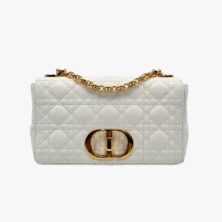 DIOR - BORSA CARO MEDIA PELLE VITELLO MORBIDA BIANCA - GHW
