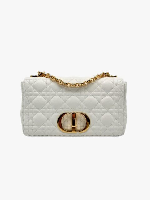 DIOR – BORSA CARO MEDIA PELLE VITELLO MORBIDA BIANCA – GHW