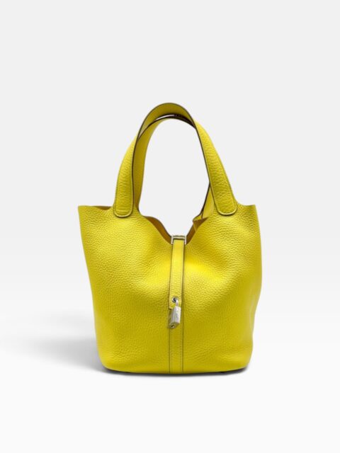HERMÈS – BORSA PICOTIN 22 IN PELLE TAURILLON CLÉMENCE COLOR LIME – PHW