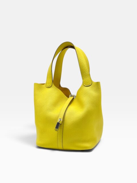 HERMÈS – BORSA PICOTIN 22 IN PELLE TAURILLON CLÉMENCE COLOR LIME – PHW