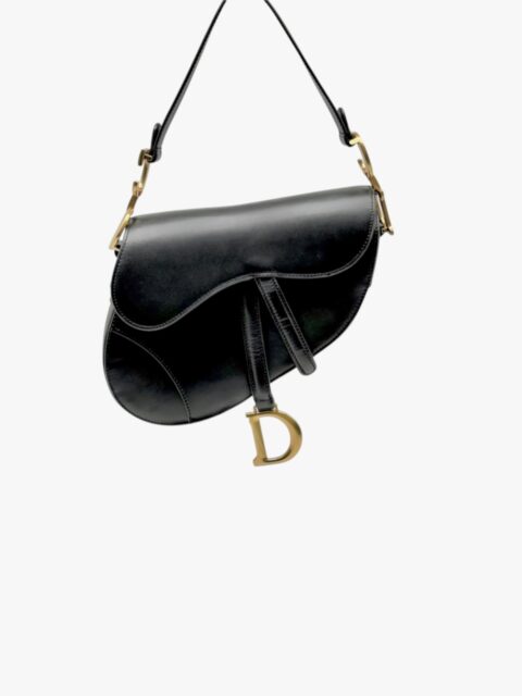 DIOR – BORSA A TRACOLLA SADDLE IN PELLE NERA – GHW