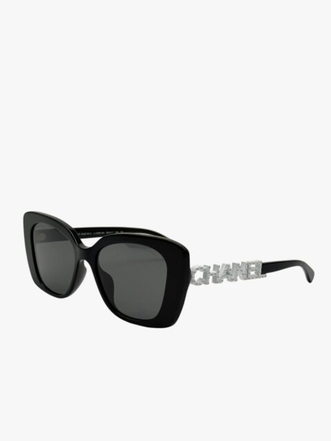 CHANEL – OCCHIALI DA SOLE QUADRATI ACETATO NERO LETTERRIGN BIANCO
