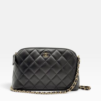 CHANEL - TRACOLLA CC DOME ZIP IN PELLE DI AGNELLO NERA - GHW
