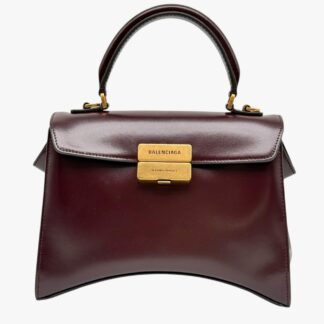 BALENCIAGA - BORSA CON MANICO HOURGLASS AVENUE PICCOLA UVA PASSA - GHW