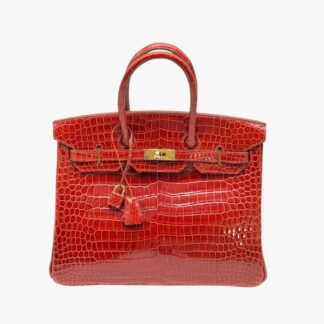 HERMÈS - BORSA BIRKIN 35 RETOURNÉ COCCODRILLO POROSUS BRAISE SHINE - GHW
