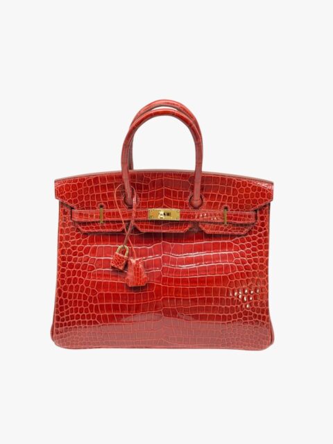 HERMÈS – BORSA BIRKIN 35 RETOURNÉ COCCODRILLO POROSUS BRAISE SHINE – GHW