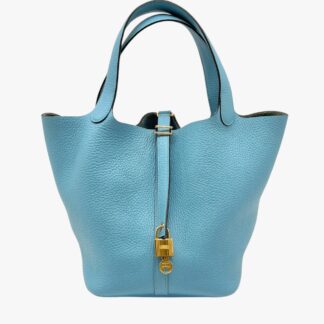 HERMÈS - BORSA PICOTIN 22 TAURILLON CLÉMENCE BLEU DU NORD - GHW