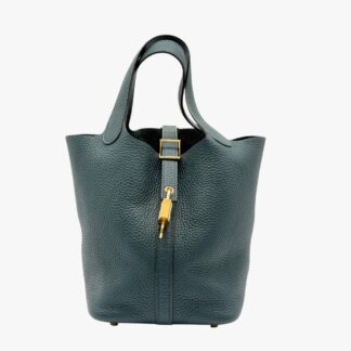 HERMÈS - BORSA PICOTIN 18 TAURILLON CLÉMENCE VERT CYPRES - GHW